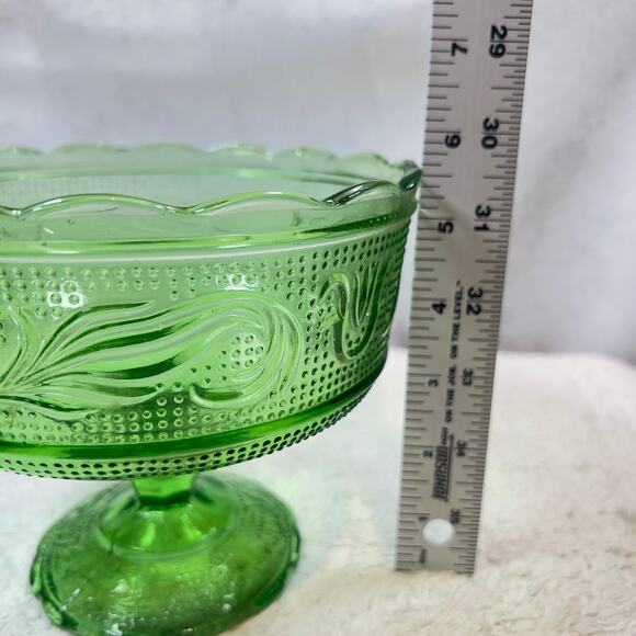 EO Brody M6000 Emerald Green Glass Vintage Compote Pedestal Candy Dish Cleveland - Picture 7 of 15